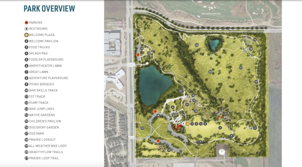 Some features planned for the park would need to be reduced or removed with a lower construction budget, Parks and Recreation Director Shannon Coates said. (Courtesy city of Frisco) 
