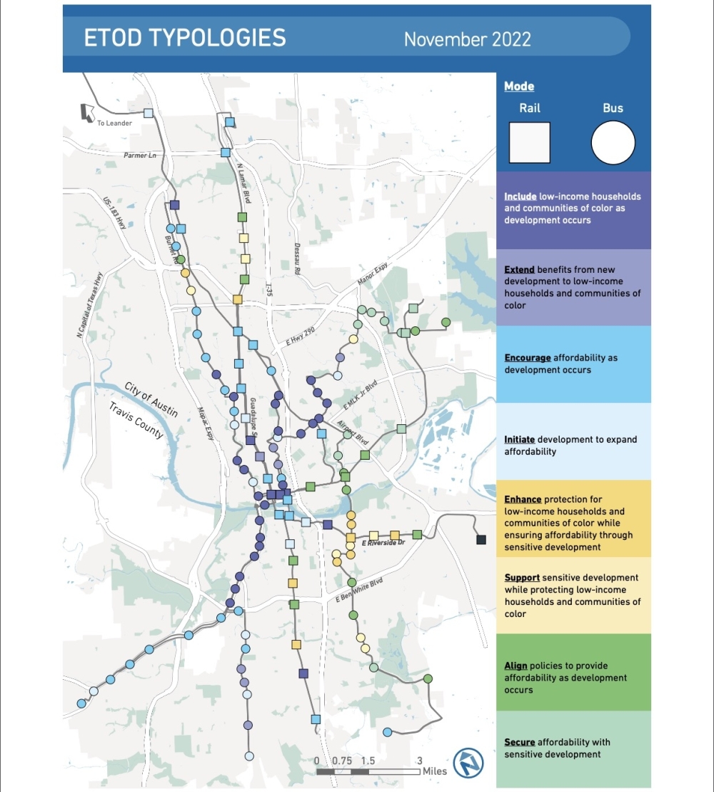 Austin's ETOD framework set various planning goals for the areas near dozens of light rail stations and bus stops citywide. (Courtesy city of Austin)