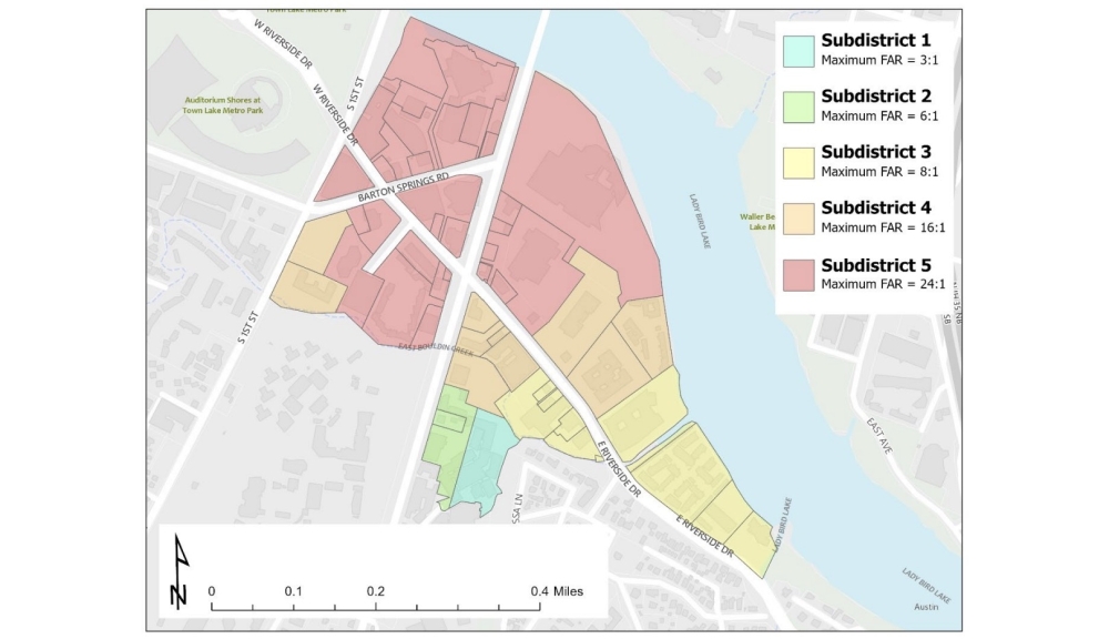 Austin's South Central Waterfront district could see dense new development. (Courtesy city of Austin)
