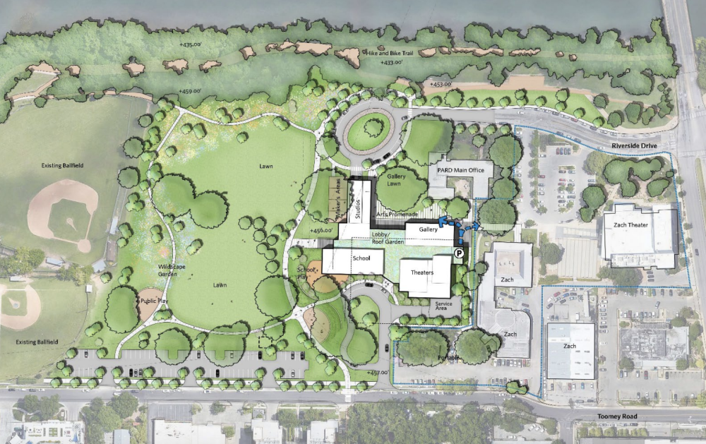Previous plans for a new Dougherty Arts Center at Butler Shores will be reworked. (Courtesy city of Austin)