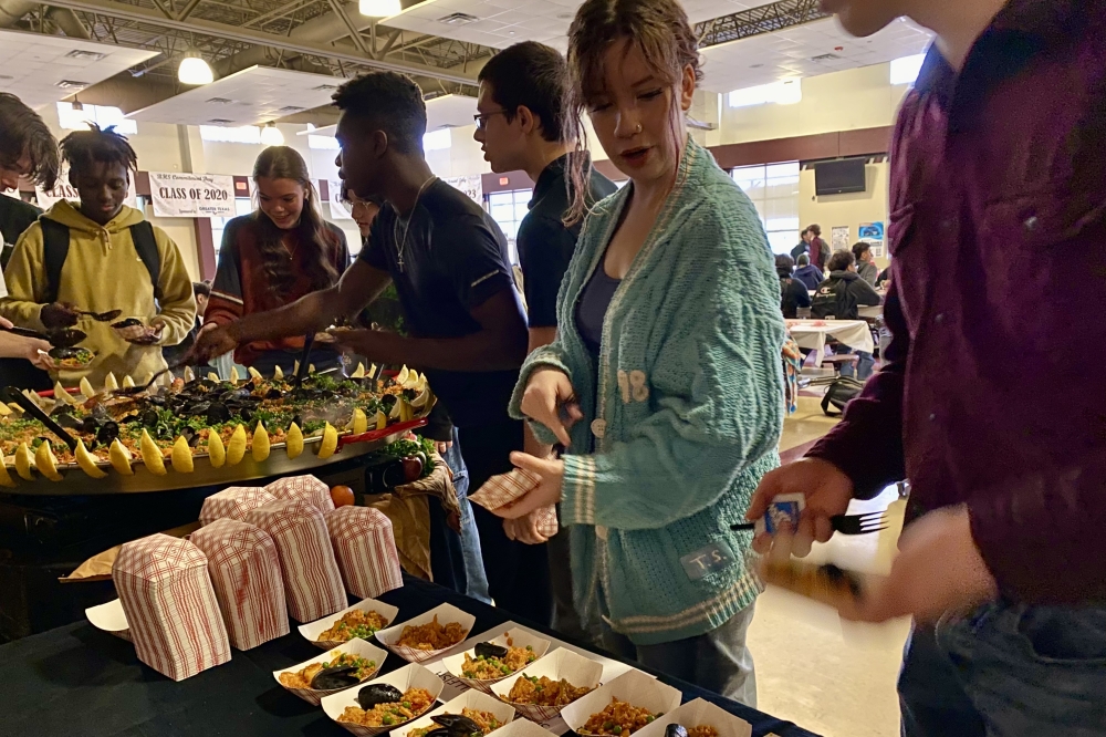 Bastrop High School students were served fresh paella for lunch on March 21. (Jane Turchi/Community Impact)