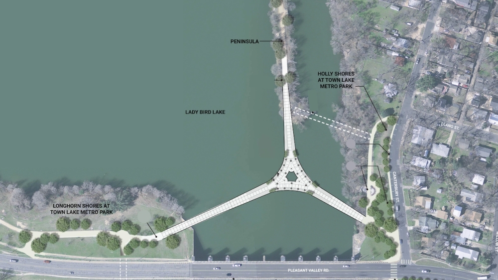The city's 'wishbone' Longhorn Dam Bridge is moving closer to construction. (Courtesy city of Austin)