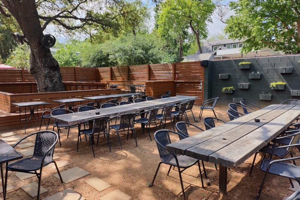 The new outdoor bar Half Moon opened in April. (Ben Thompson/Community Impact)