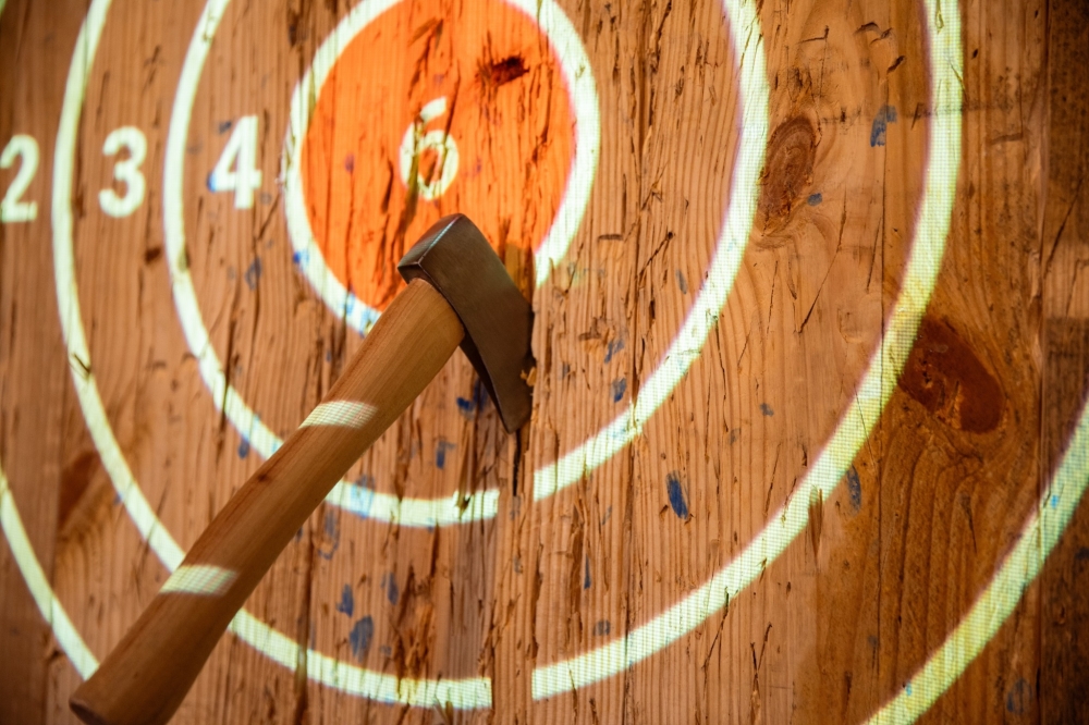 A variety of ax throwing games can be played at Axeshack. (Courtesy Axeshack)