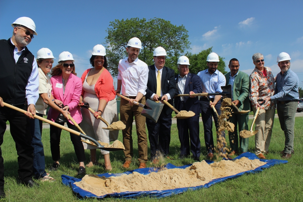 Local officials and development representatives broke ground on dozens of supportive housing units at the Seabrook Square project May 10. (Ben Thompson/Community Impact)