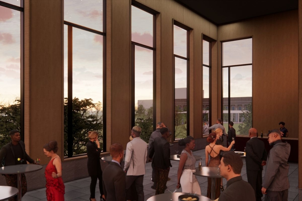 As a new central hub for the campus, the space will be adaptable throughout the year for casual gatherings and formal events, according to the release. (Rendering courtesy Architecture Research Office)