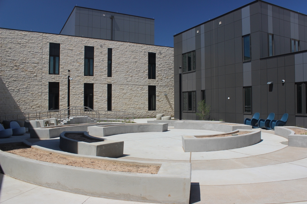 The new Austin State Hospital has 11 courtyards with a mix of active and sensory features. (Ben Thompson/Community Impact)
