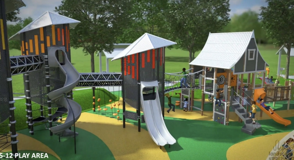The new playground will feature play areas for children aged 2-12, according to a meeting presentation. (Rendering courtesy city of Celina)
