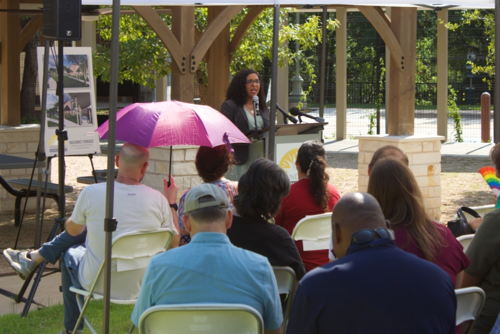 Candace Valenzuela, the Department of Housing and Urban Development's regional administrator, attended the Balcones Terrace opening to mark the 50th anniversary of HUD's Community Development Block Grant program that supported the project. (Ben Thompson/Community Impact)