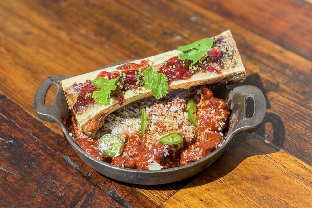 The Texas Red Chili with bone marrow is one of several Southwestern-influenced menu items. (Courtesy Teddy's)