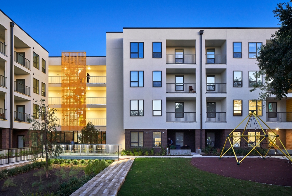 The Chalmers Courts redevelopment includes nearly 400 apartments and several community amenities. (Courtesy Matthew Niemann/Nelsen Partners)