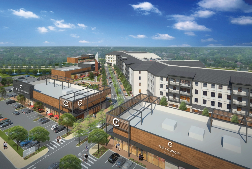 The Commons at Rivery plans to have retail space, restaurants, an apartment complex and more. (Rendering courtesy Headwater Companies)