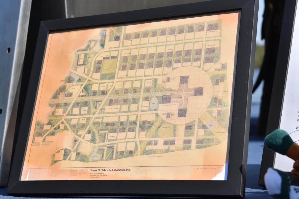 A copy of the plan for Town Center drawn by architect Frank Gehry was included in the time capsule. (Vanessa Holt/Community Impact)