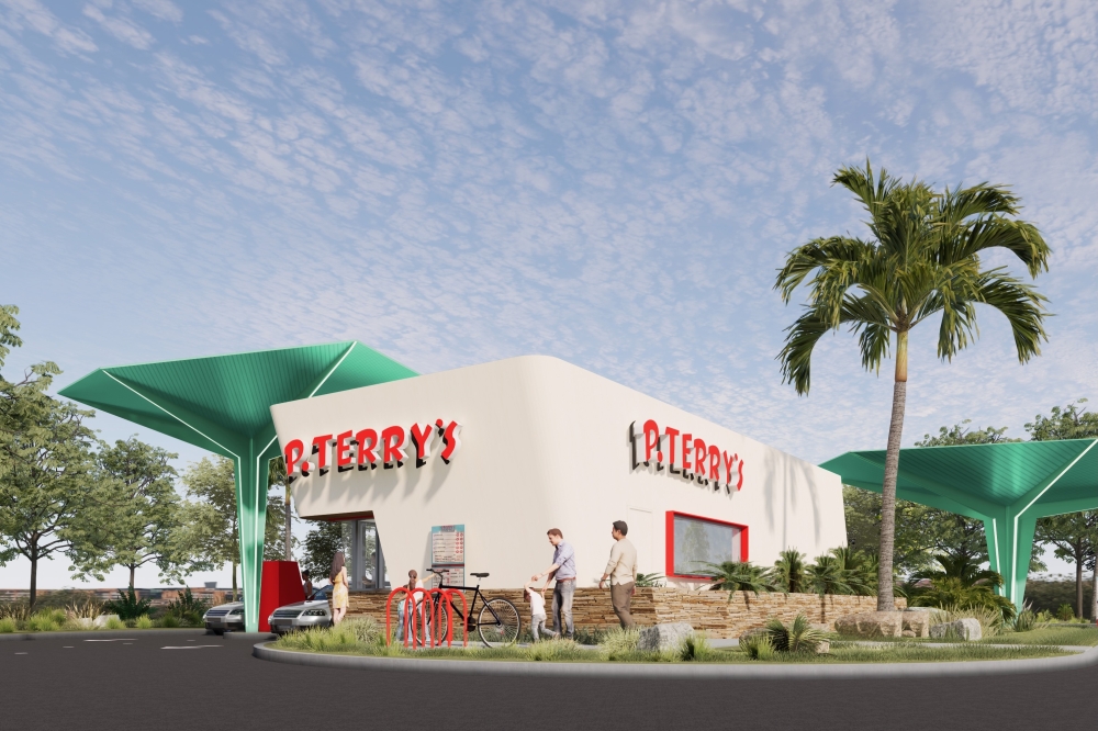 The Aliana location of P. Terry's Burger Stand will serve as the region’s first drive-thru-only model with no dining area. (Rendering courtesy P. Terry's Burger Stand)