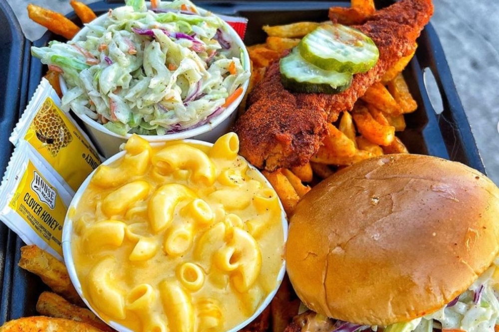 Angry Chickz menu includes spicy and mild chicken sandwiches, mac and cheese, cole slaw, french fries, rice and chicken tenders. (Courtesy Angry Chickz)