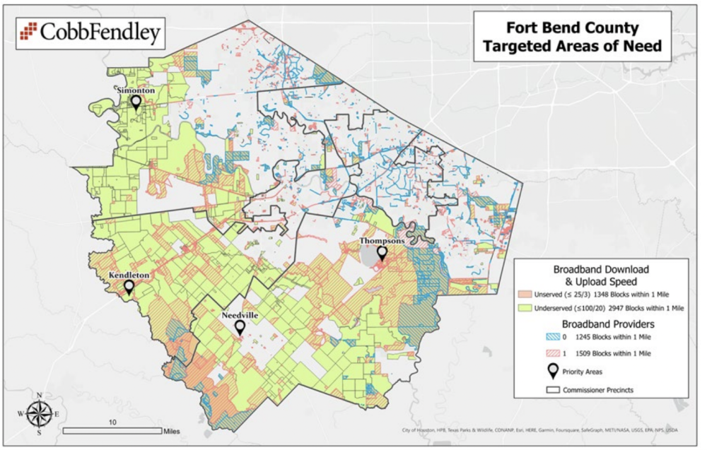 The $2.5 million will help to address internet services in areas that are unserved or underserved. (Courtesy Fort Bend County)