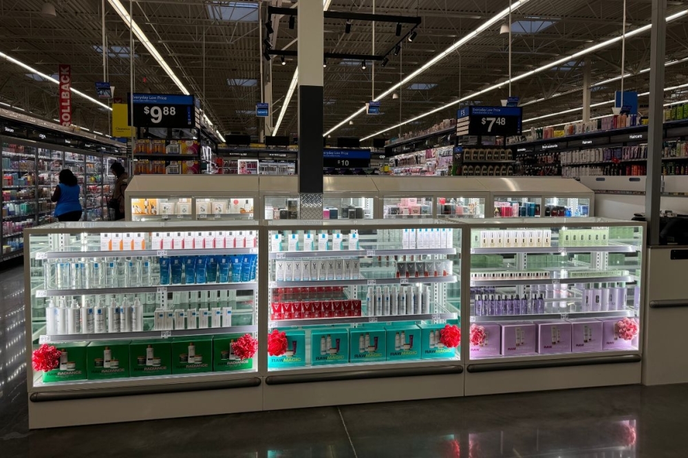 The Walmart's cosmetics department now has new casing for its high-end fragrances. (Courtesy Walmart)