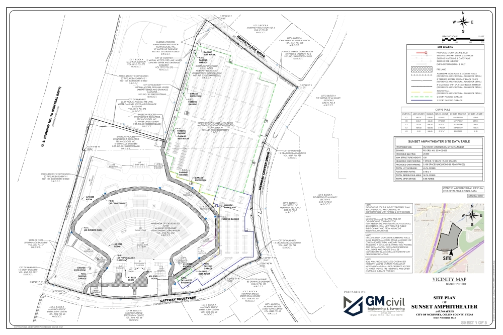 The project's site plan features 20,000 seats planned for the venue, located on a 45-acre tract. (Courtesy city of McKinney)