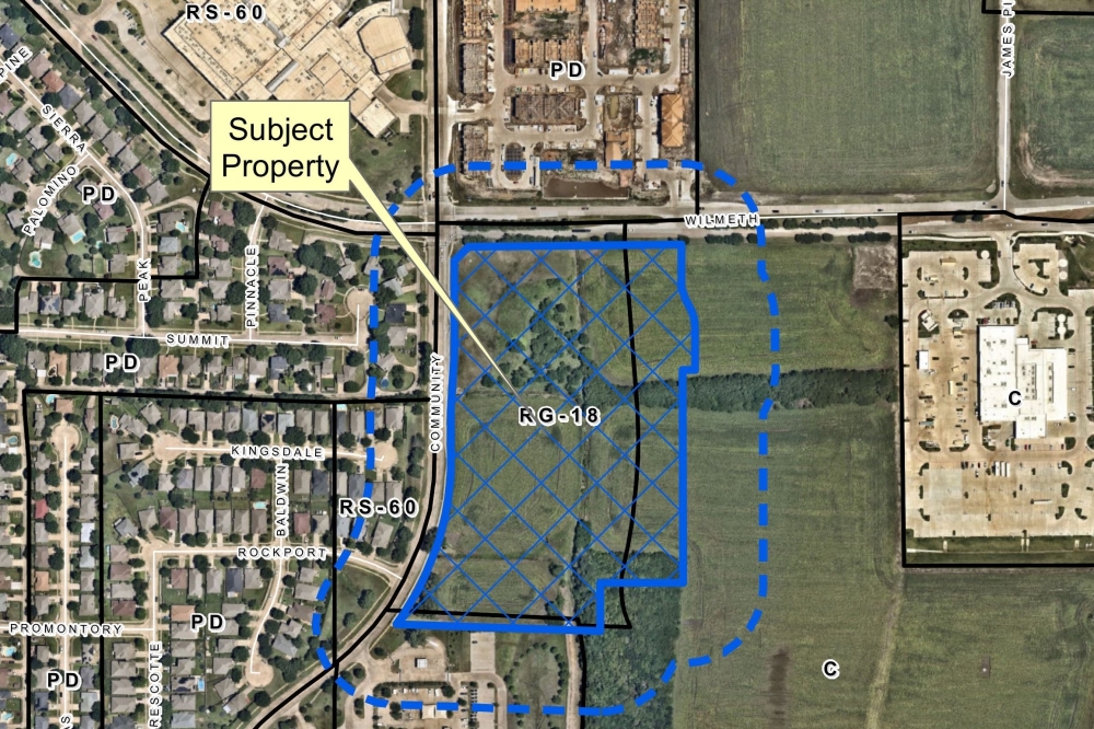 The planned multifamily project is adjacent to McKinney North High School. (Courtesy city of McKinney)