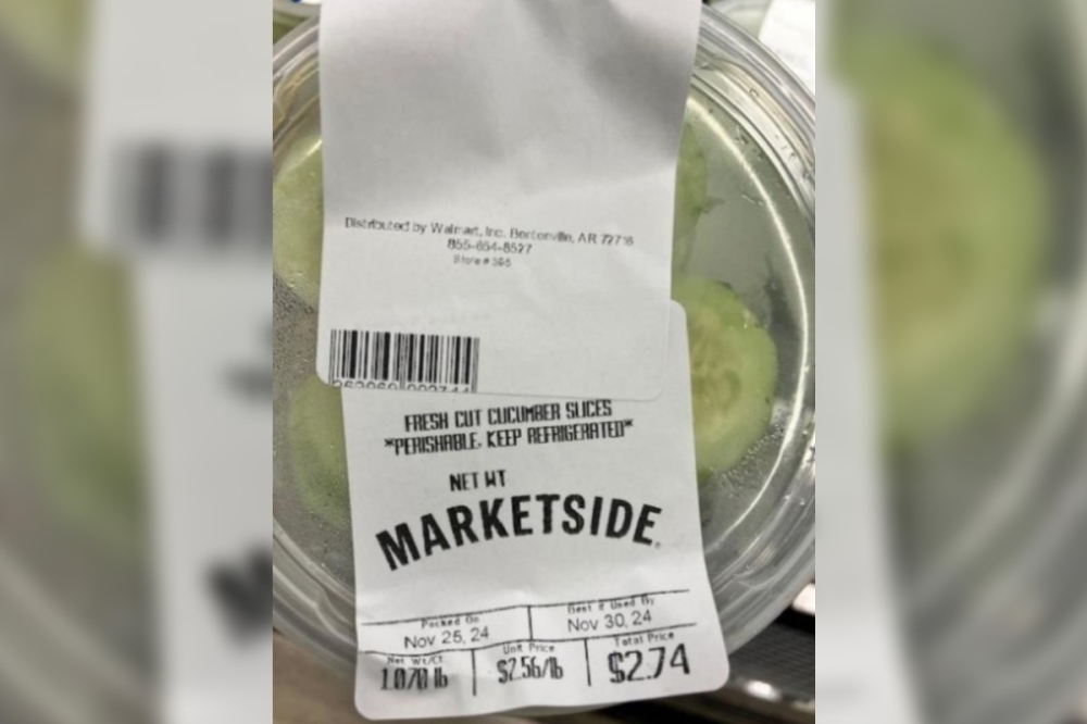 Marketside Fresh Cut Cucumber Slices with a date code up to Dec. 1 are included in the recall. (Courtesy Walmart) 