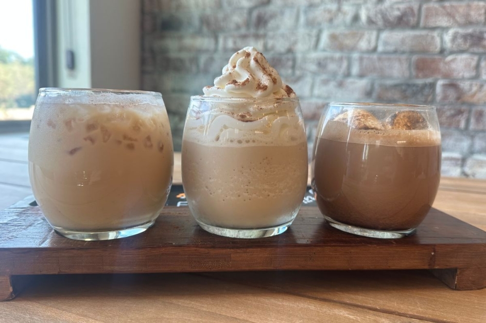 Coffee flights are a popular menu item at Humble Grounds, which has Fulshear and Katy locations.