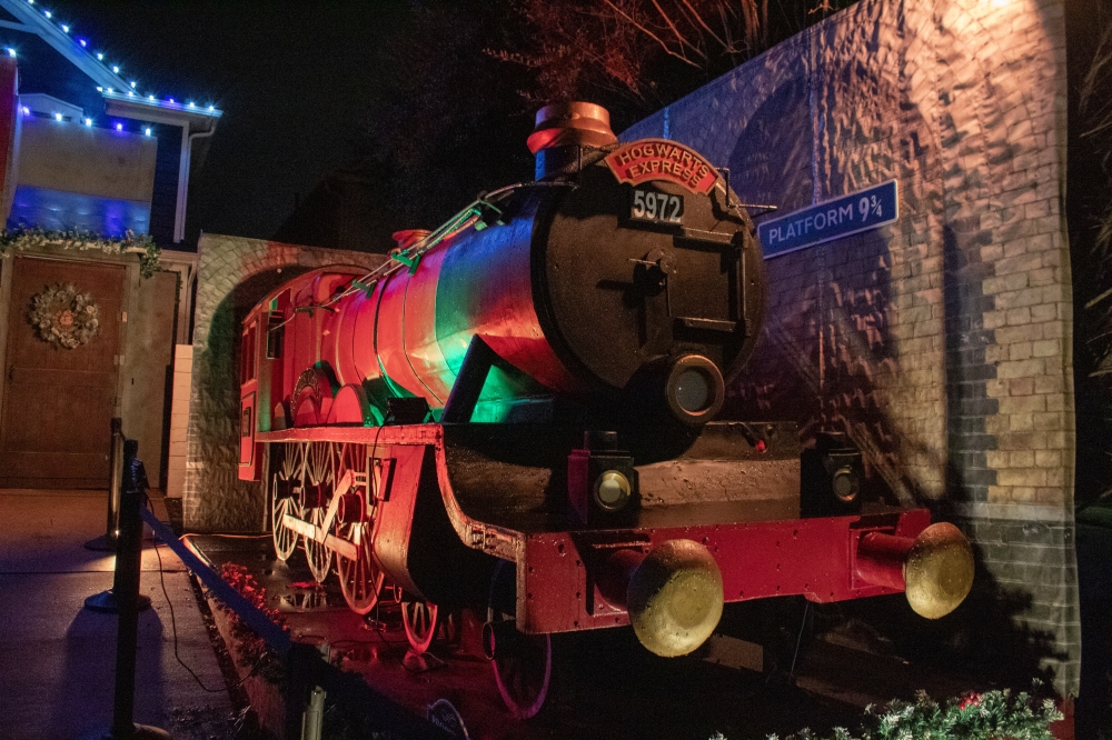 The Hogwarts Express train prop took Joel Pace about five months to build for the Diagon Alley ATX display. (Elisabeth Jimenez/Community Impact)