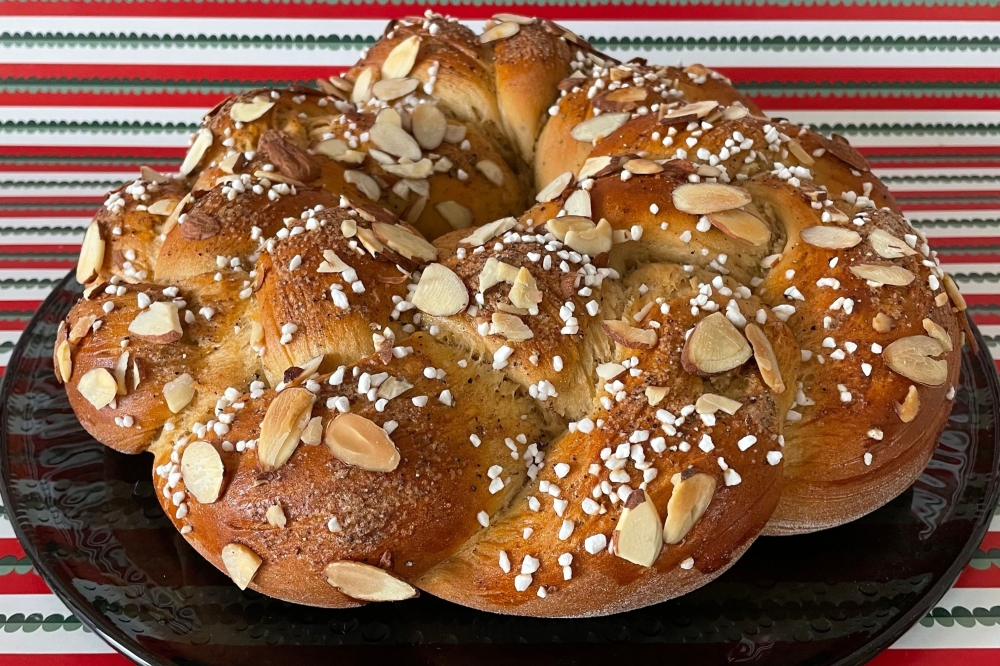 The Fika Table offers a Pulla Wreath (Finnish Cardamom Bread, $18) for the holiday season. (Courtesy The Fika Table)