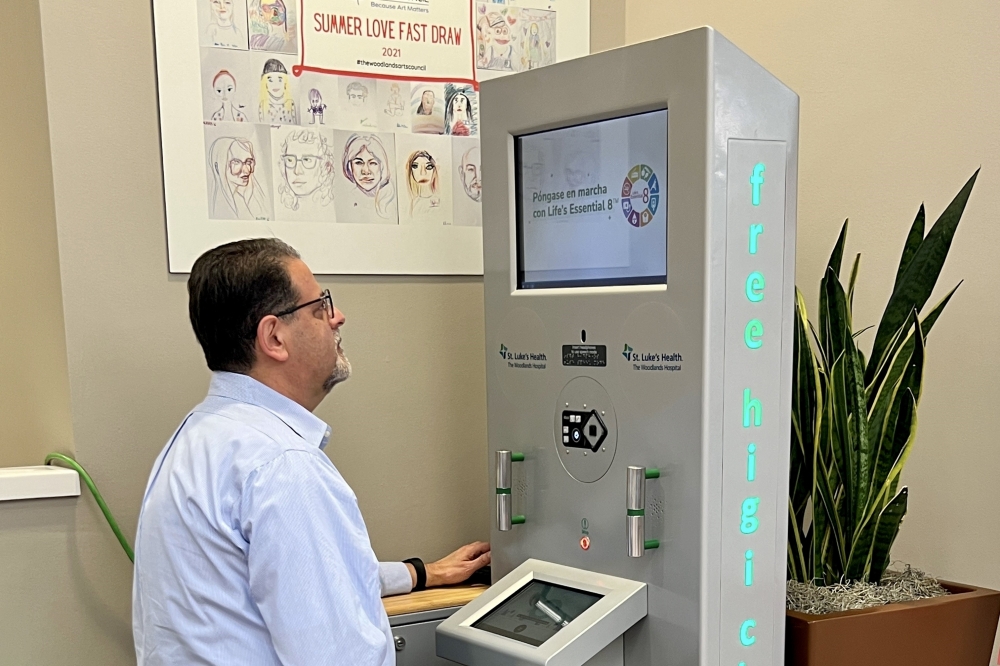 The blood pressure kiosk is located in the family lounge on the upper level of the shopping center. (Courtesy American Heart Association)