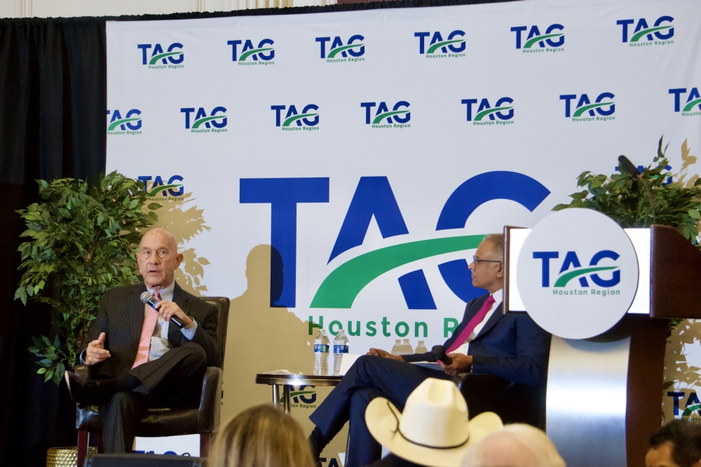 Houston Mayor John Whitmire gave an address at the inaugural State of Mobility luncheon hosted by Transportation Advocacy Group Houston. (Cassandra Jenkins/Community Impact)