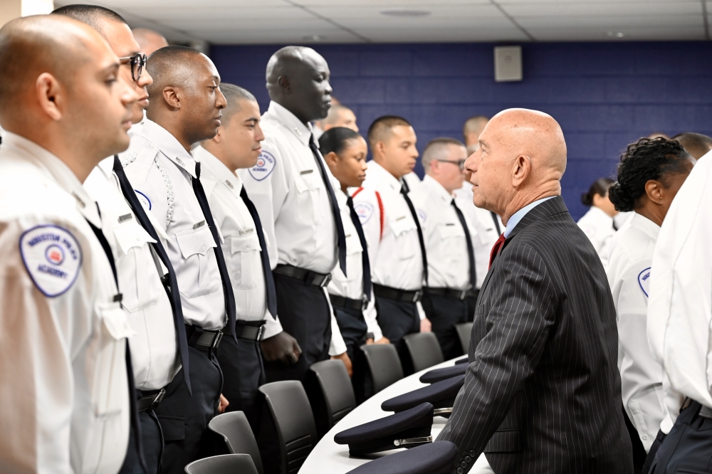 Houston Mayor John Whitmire announced Sept. 9 that new police cadets will receive a $10,000 raise when hired by the Houston Police Department. (Courtesy Mayor's Office)