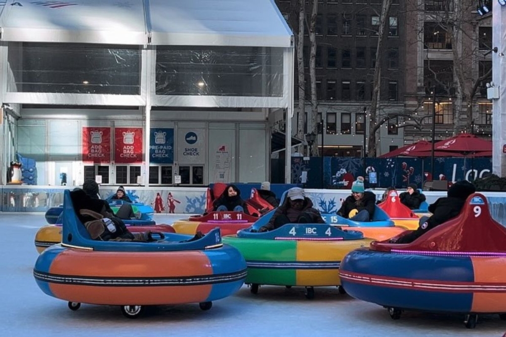 Visit Discovery Green in downtown Houston and ride bumper cars on their season ice skating rink. (Courtesy Discovery Green Park)