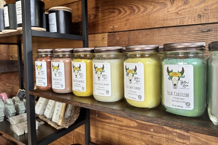 Yellow Rose Candle specializes in Texas-themed candles. (Thalia Guzman/Community Impact)