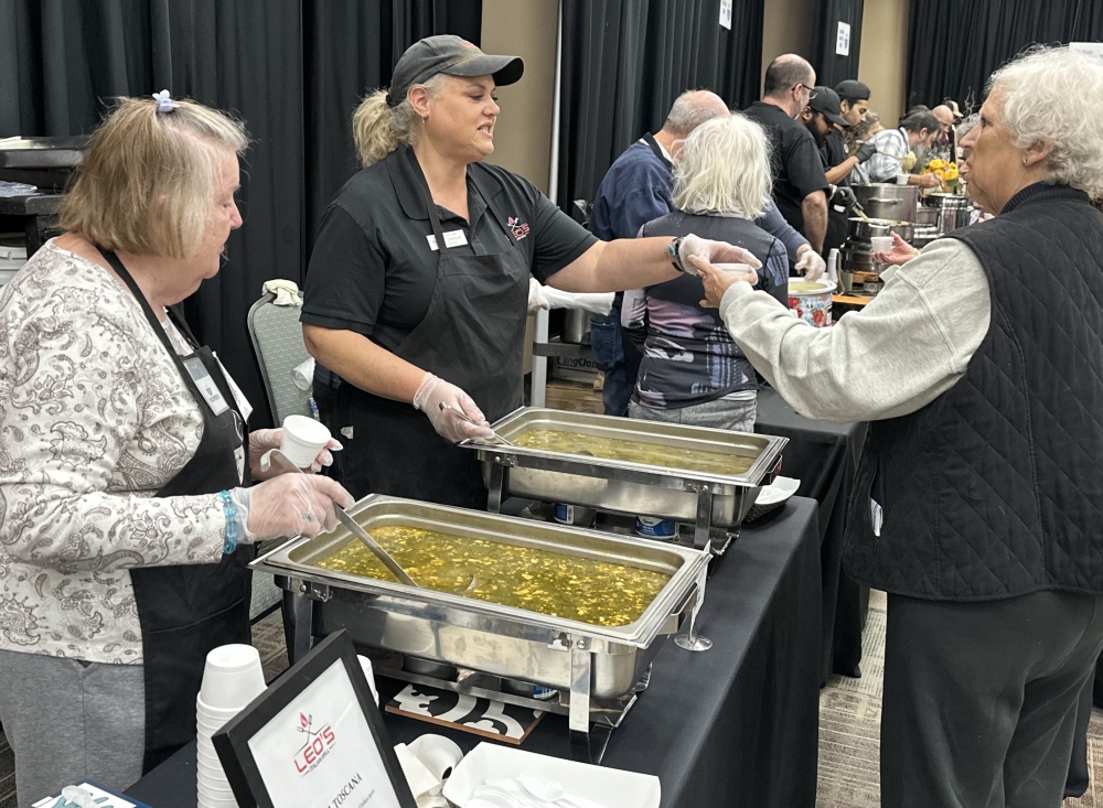 Attendees of the Bastrop Empty Bowl event can select a hand-painted bowl and sample soups, stews and chilis made by local chefs. (Amanda Cutshall/Community Impact)