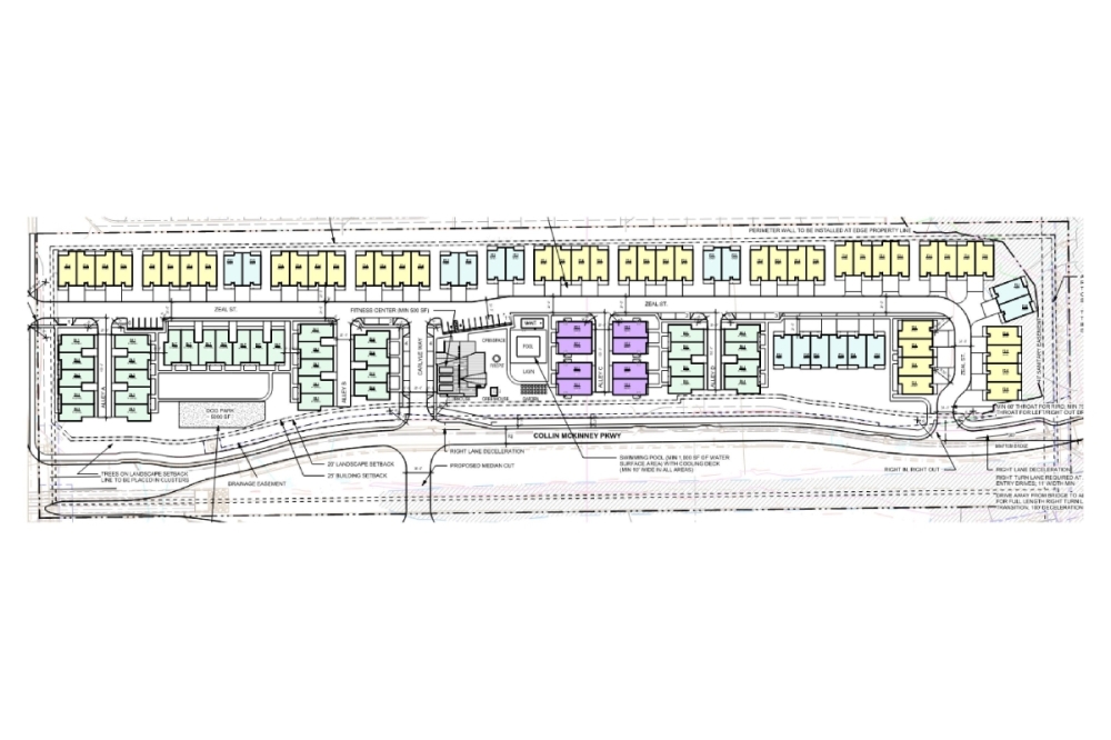 The project will include 102 homes in two- and three-bedroom floorplan configurations, city documents state. (Courtesy city of McKinney)