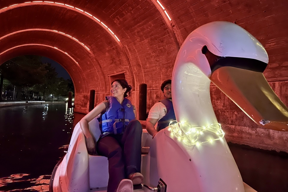 The Woodlands Township invites community members to celebrate Valentine's Day with a swan ride. (Courtesy Riva Row Boat House)