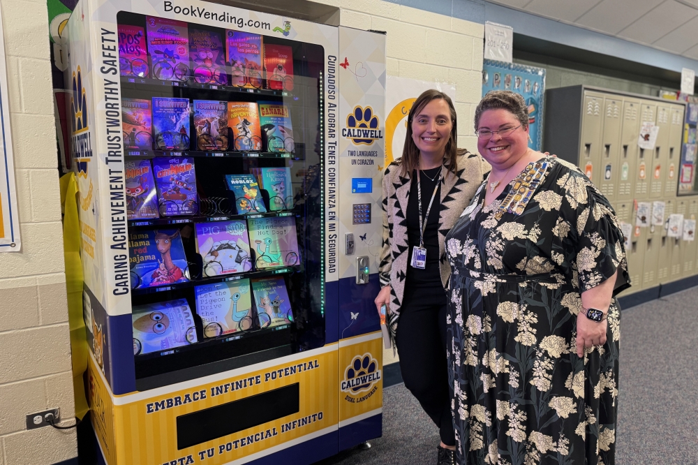 Book Vending Machine Donates Books to Caldwell Elementary