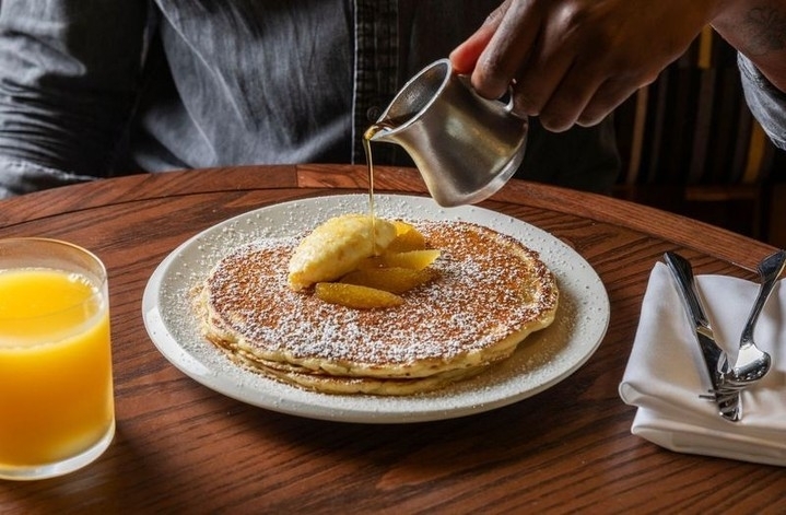 Pancakes with citrus butter and maple syrup served at Perseid. (Courtesy Perseid via Instagram)