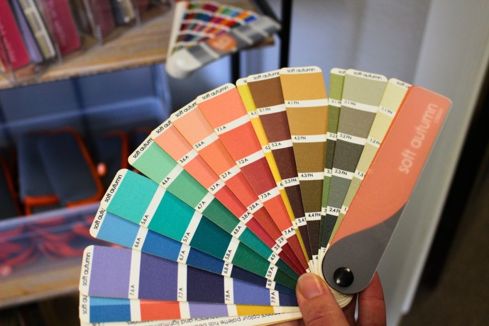 Client's receive a swatch book with 65 color swatches to help find the perfect colors palette for shopping, doing their makeup or coloring their hair, Schlorholtz said. (Asia Armour/Community Impact)