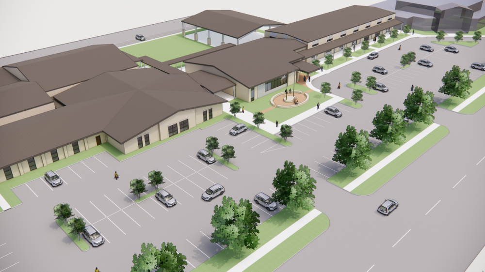 Option B for Jersey Village's proposed city campus is estimated to cost $21.8 million and emphasizes enhanced community space and a reorganized city hall. (Courtesy City of Jersey Village)