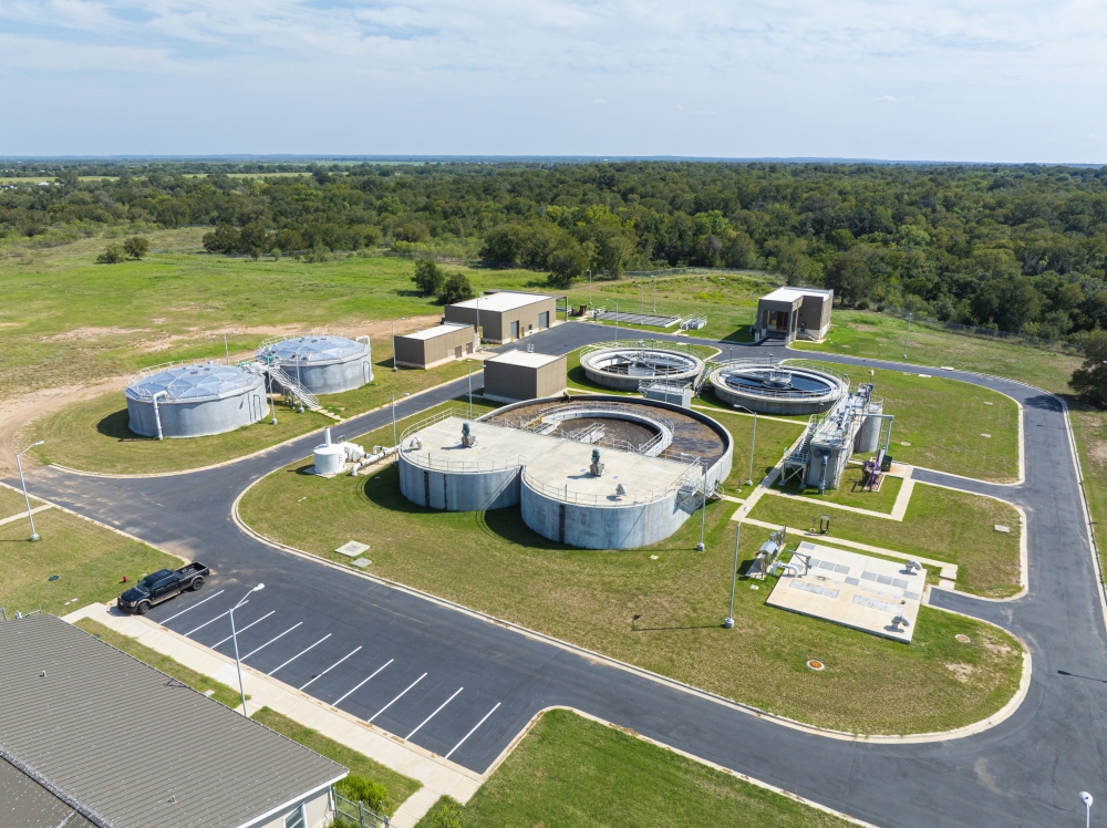 City of Bastrop town drone shot