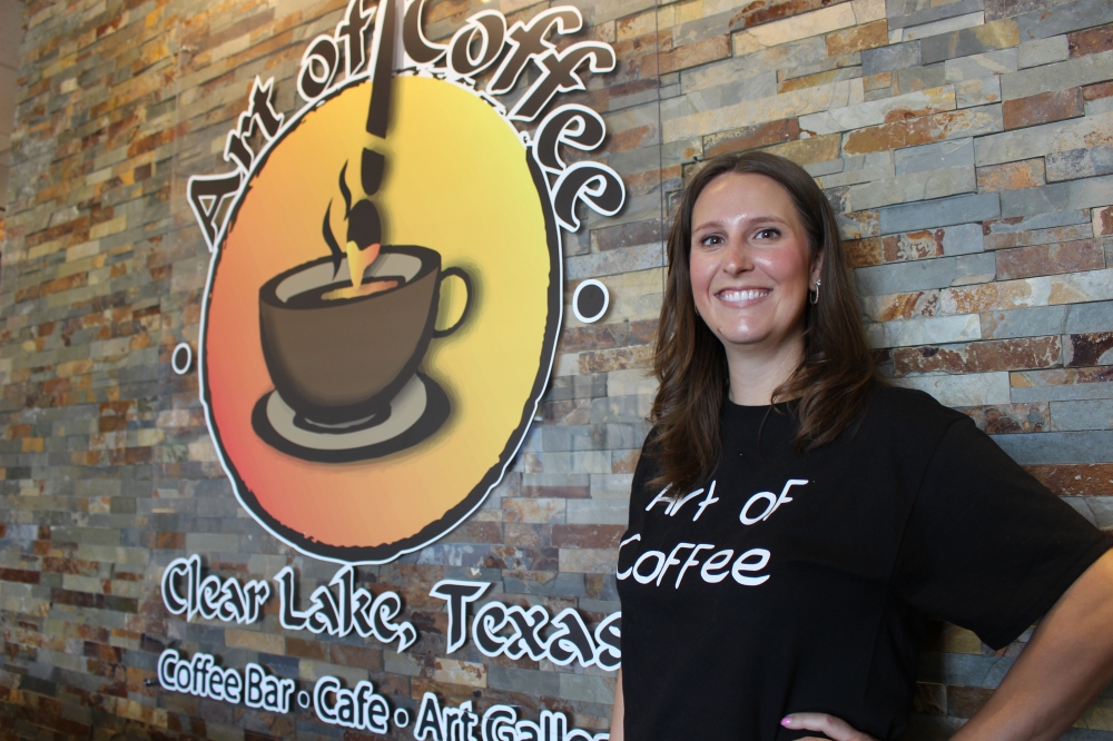 Cheyenne Minak, her dad Bill Minak, and his partner Jimmy Sims co-own both Art of Coffee locations and Kemah Flowers and Company. Cheyenne Minak said she takes pride in her family-owned business. (Asia Armour/Community Impact)