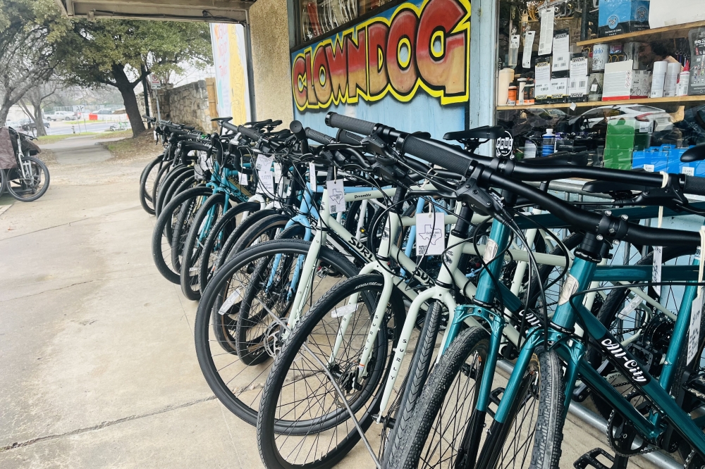 Central Austin bike shop Clown Dog Bikes sells bikes and provides repair services. (Haley McLeod/Community Impact)