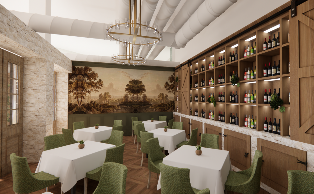 Succulent will have a semi-open kitchen, providing an intimate view of daily culinary creativity. (Rendering Courtesy Caroline LeGates)