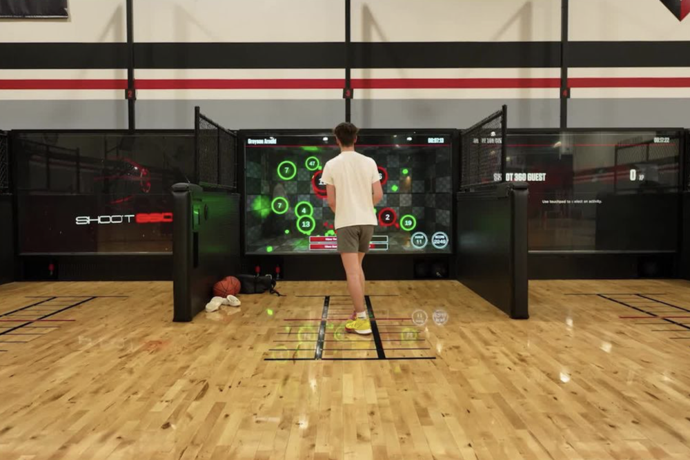 Basketball training facility Shoot 360 features advanced technology that allows players to practice shooting and passing skills. (Courtesy Shoot 360)