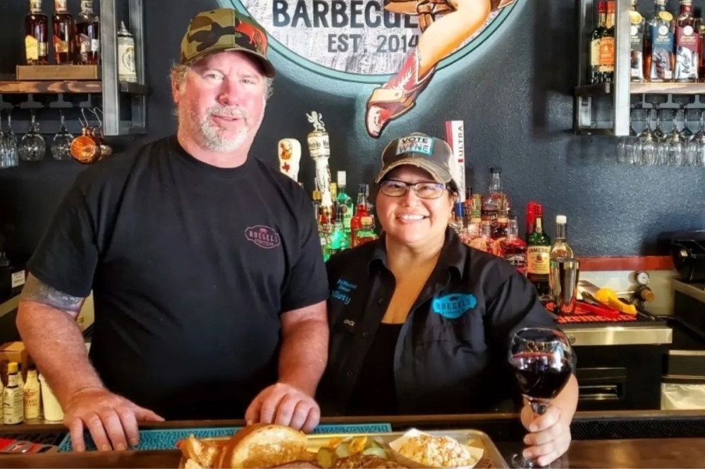 Russel Roegel (left), his wife and family are all directly involved in the daily operations at Roegels Barbecue. (Courtesy Roegels Barbecue)