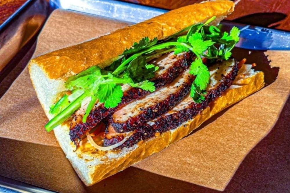 The pork belly bahn mi is an example of seasonal specials that keep Roegels' menu interesting. (Courtesy Roegels Barbecue)