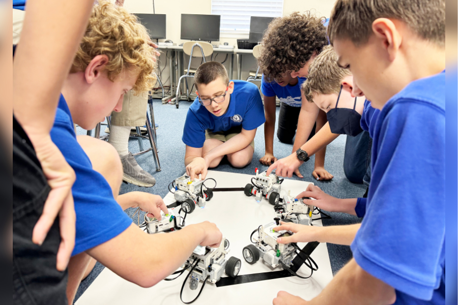Students doing a STEM project at Great Lakes Academy