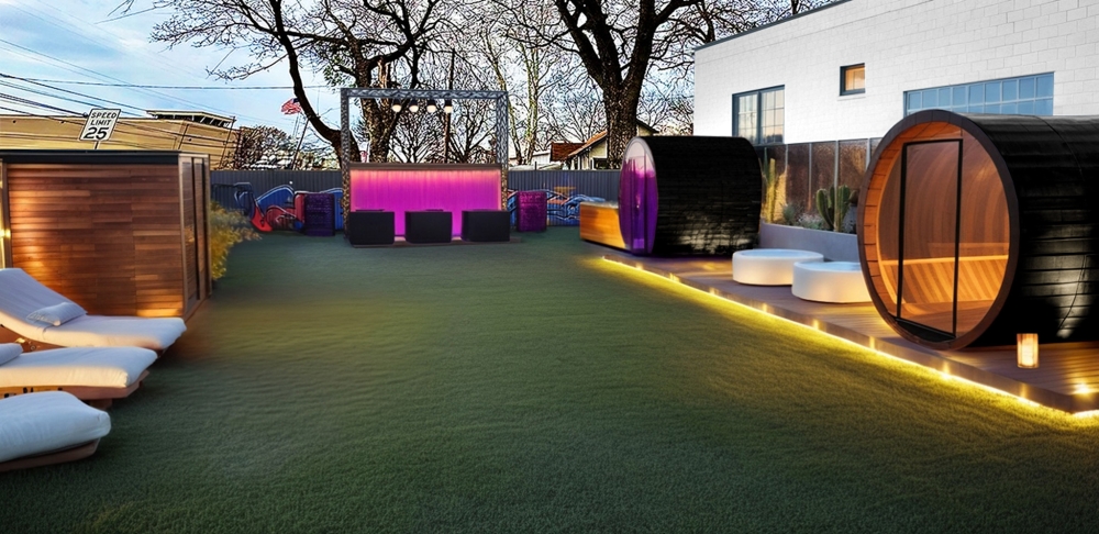 Outdoor bathhouse in Austin