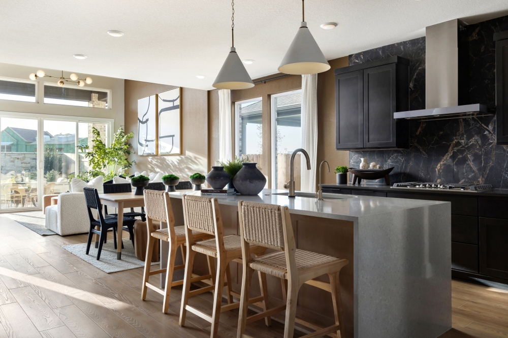 Modern kitchen and dining room in energy-efficient affordable homes in $300s near Austin