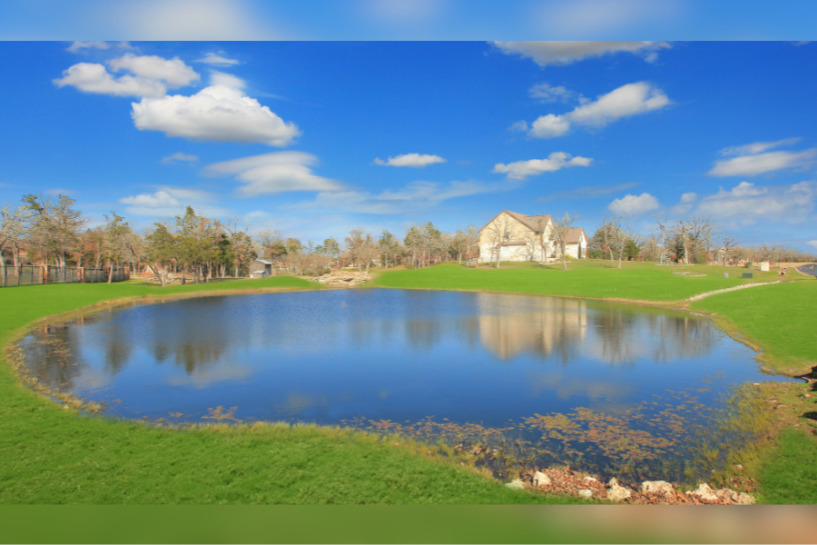 Lake in the middle of luxury neighborhood in Bastrop